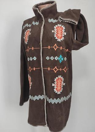 Теплая флисовая удлиненная кофта на пуговицах l/xl ог 118-122см