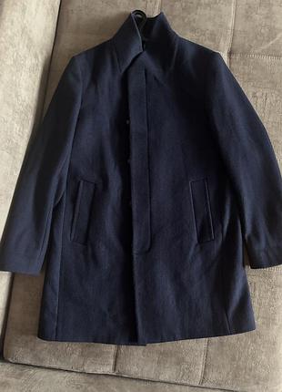 Пальто чоловіче isaac dewhirst hidden button placket short coat, вовна, темно-синє