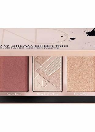 Палетка хайлайтер, румʼяна natasha denona  my dream cheek trio - cream blush, glow cream base and glow powder highlighter