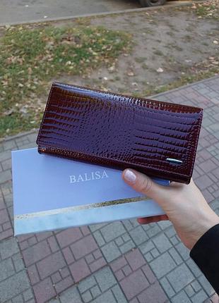Кошелек женский balisa бордовый кожаный лакированный