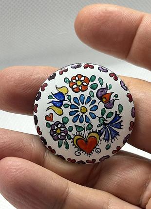 Вінтажна емалева брошка «австрійський фольклор» (альпійський розпис). австрія, 1950-60 рр. ручна робота
