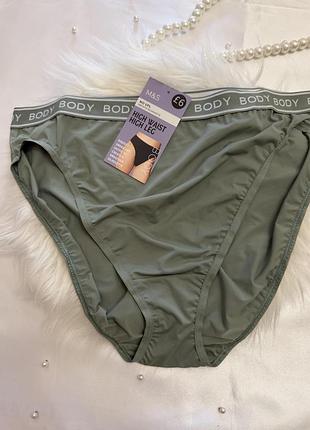 Жіночі трусики m&s body high leg кольору олива розмір uk 16 / l (eu 44-46)
