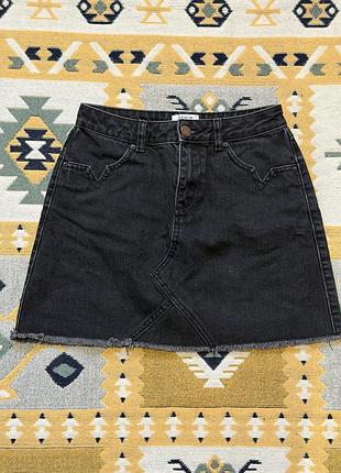 Міні-спідниця жіноча miss selfridge petites чорна джинсова розмір s (uk 8 / eu 36)