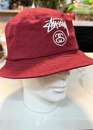 Stussy панама панамка вишнева з нашивкою фірмова з бірками якісна бавовняна розмір м-л свіжа не зіпрана не зношена без дефектів