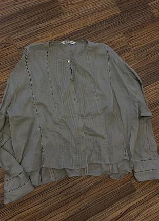 Блуза/рубашка zara у стилі бохо з рами (100% ramie)