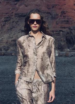 Блуза с вышивкой бисером из лиоцелла р.xs. zara