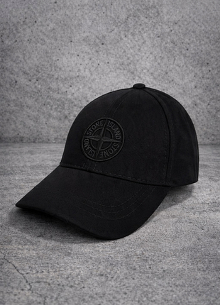 Кепка stone island чоловіча чорна бейсболка стон айленд бавовна унісекс one size