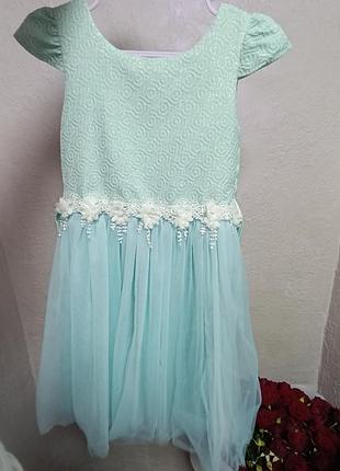 Праздничное платье для девочки мятного цвета 🎀