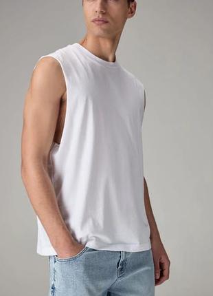 Майка белая мужская с низкой проймой asos design p.l