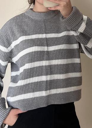 Светр жіночий h&m у смужку сірий