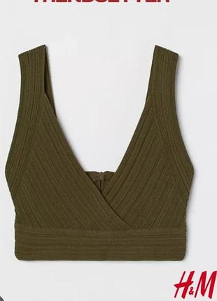 Вискозный топ хаки h&amp;m