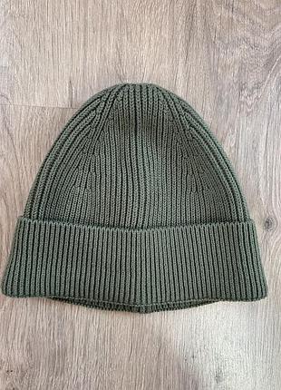 Шапка чоловіча zara в рубчик кольору хакі