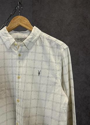 Allsaints designer logo shirt сорочка чоловіча молочна xl, фірмовий логотип, мінімалістичний британський стиль, ідеальний стан, premium casual