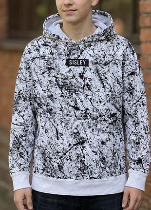 Стильне худі / кофта з капюшоном sisley з оригінальним принтом