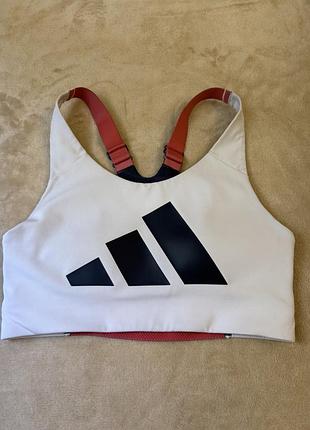 Жіночий спортивний топ adidas білий з чорним логотипом