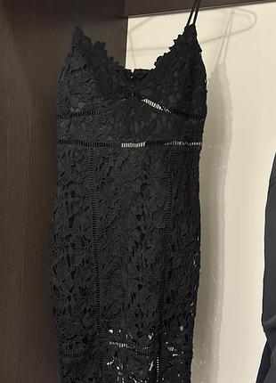 Сукня міді жіноча boho чорна з відкритою спинкою, мереживна