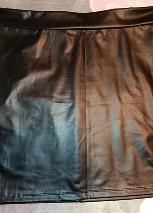 Кожаная юбка с разрезом по ножке, 2xl
