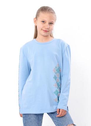 Кофта джемпер для девочки с рисунком вышиванка, фуликра, 95% хлопок от 110см до 170см 140