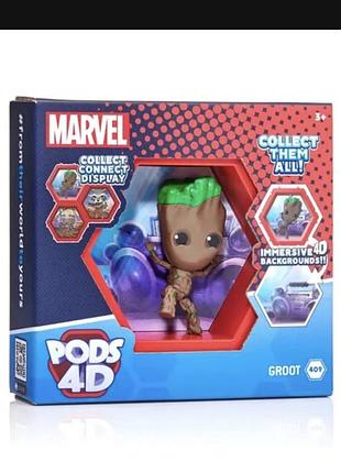 • колекційна фігурка wow! pods 4d marvel – ґрут (groot #409) 10 см, оригінал