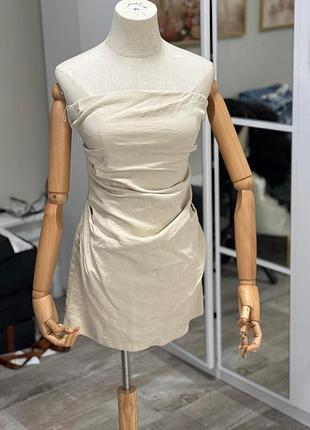 Лляна сукня zara зі збірками