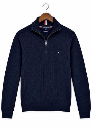 Преміальний светр tommy hilfiger оригінал 1/3 зіп l синій
