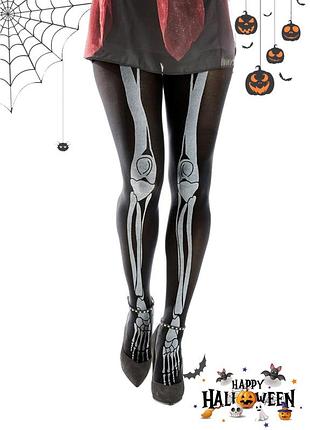 Колготки с принтом кости светятся в темноте 40 den для halloween хелловин lidl m 40-42 euro