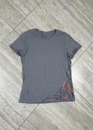 Icebreaker womens merino wool t shirt size l teal gray graphic top outdoor футболка марино