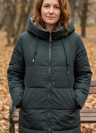 Отличная двусторонняя деми куртка. удлиненная.