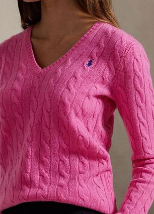 Яскраво-рожевий джемпер з v-подібним вирізом polo ralph lauren