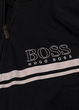 Оригінальна зіп-кофта boss hugo boss authentic (розмір m) / чорна з принтом та смугами