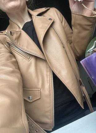 Куртка косуха трендова zara коричневого кольору