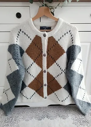 Батальный женский кардиган с узором аргайл от primark