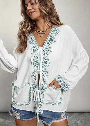 Блузка женская оверсайз бохо шик shein