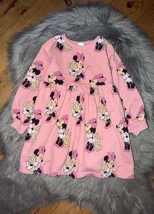 Неймовірна стильна тепла сукня з minnie mouse на дівчинку 4/5р f&f