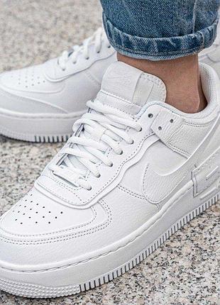 Nike air force 1 shadow triple white жіночі шкіряні кросівки оригінал! розмір 41 26 см