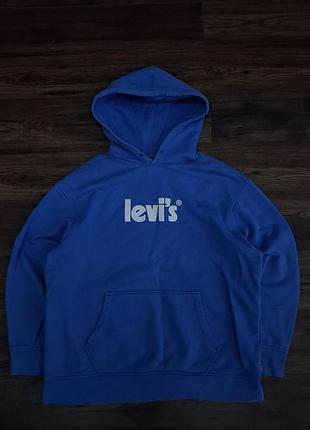 Худи levi's оригинал синее кенгуру толстовка с логотипом, размер l