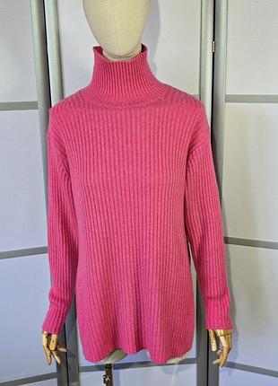 Ftc cashmere німецький преміум бренд кашеміровий насичено-рожевий гольф в рубчик
 з розрізами