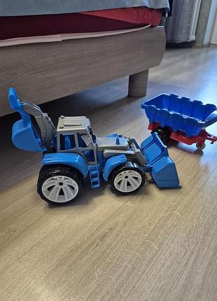 Великий трактор-екскаватор 3-в-1 з причепом (burak toys, румунія)