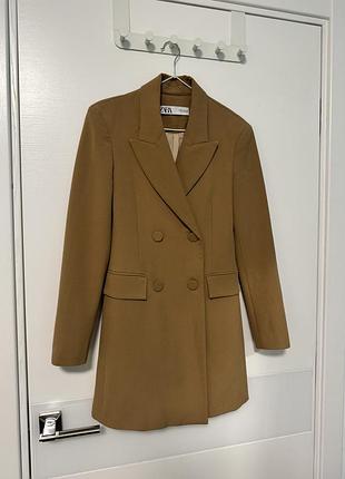 Коротка сукня жіноча zara плаття-піджак коричнева xs