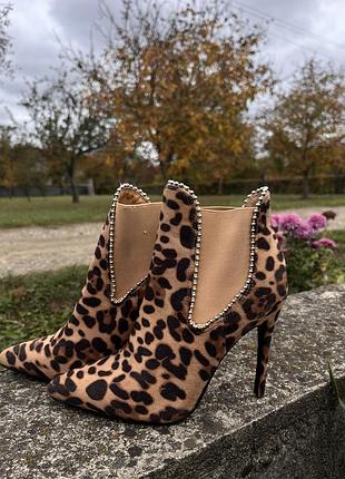Ботильйони із замші з леопардовим принтом
