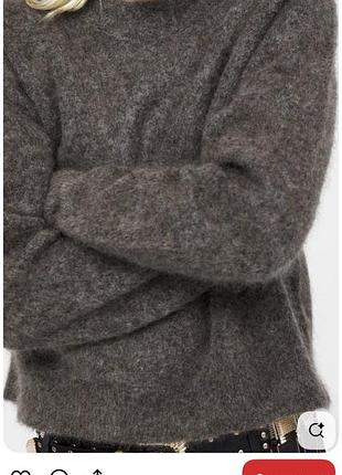 Свитер коричневый , мохер 70% , zara