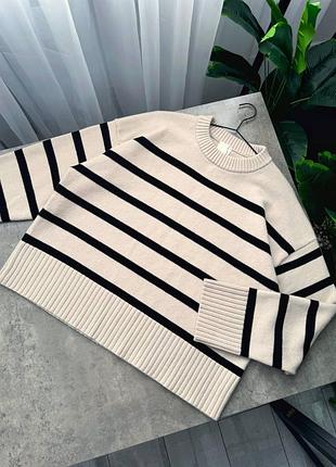 Светр в смужку бежевого кольору h&m