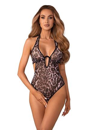 Боді obsessive addia crotchless teddy сітка сіточка декольте кісточки з доступом леопардовий принт стрінги висока посадка 8