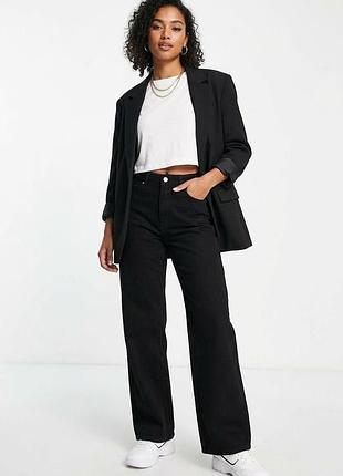 Черные широкие твиловые джинсы / брюки h&m divided с высокой посадкой, размер eur 36 (s)