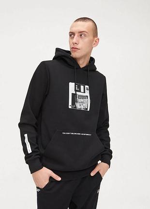 Чорне худі cropp з принтом 💿🖤