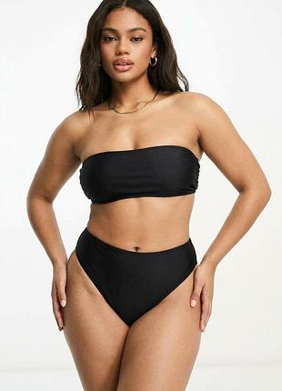 Черный базовый топ-бандо boohoo, пляжный кроп-топ без бретелей, размер uk 16