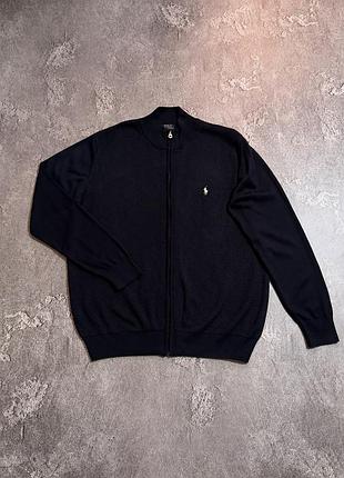 Кофта polo ralph lauren 2xl розмір зіп светр вишитий логотип темно-синій