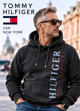Tommy hilfiger — мужское теплое худи xl, премиум стиль