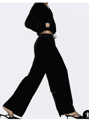 Бархатные брюки палаццо zara