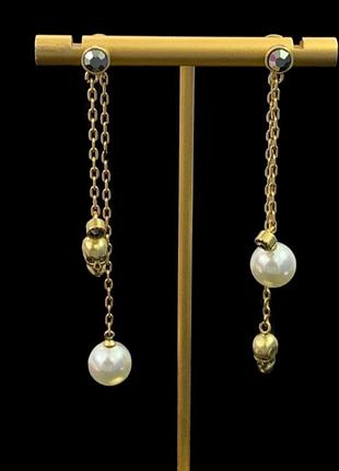 Серьги-трансформеры длинные alexander mcqueen skull & pearl chains премиум качество